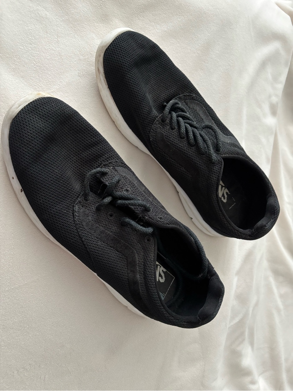 Vans Black Mesh Lace-Up Sneakers with White Soles